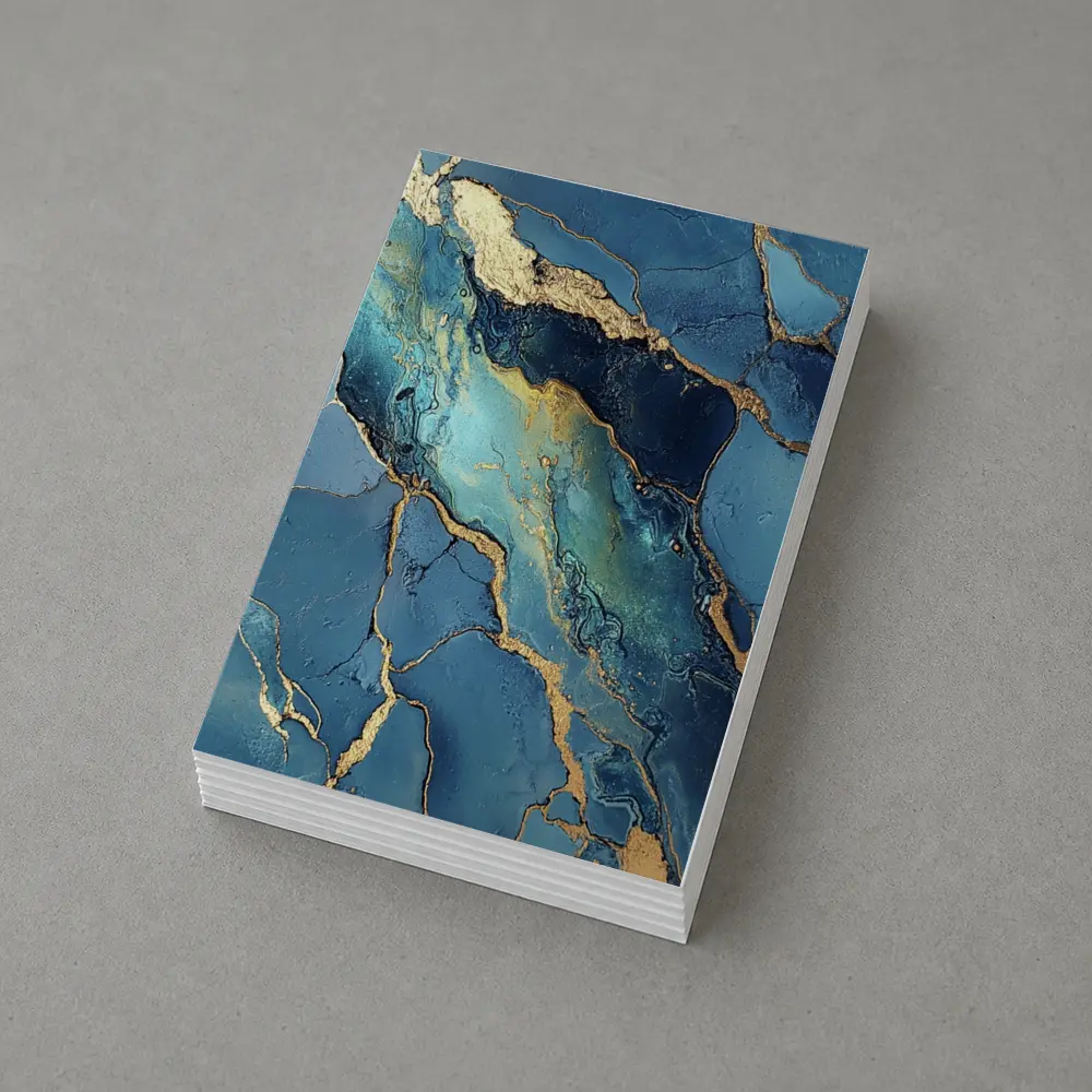 Blue Gold Marble Abstract Art Print – Postcards