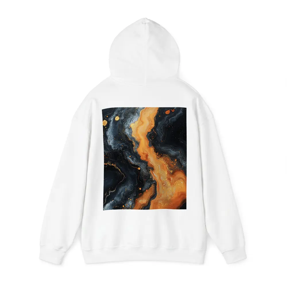 Dark Marble Abstract Orange Gold Fluid Art – Hoodies