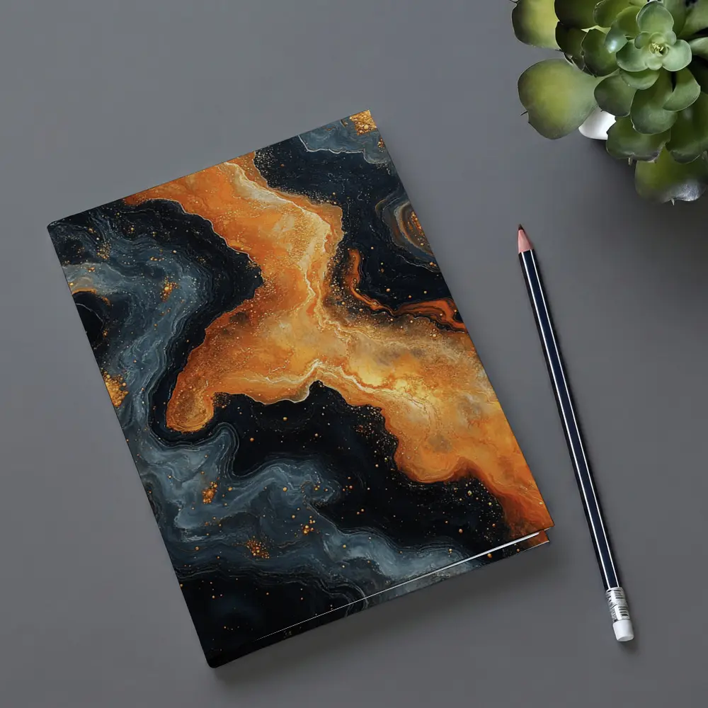 Dark Orange Gold Marble Abstract Fluid Art – Notebooks