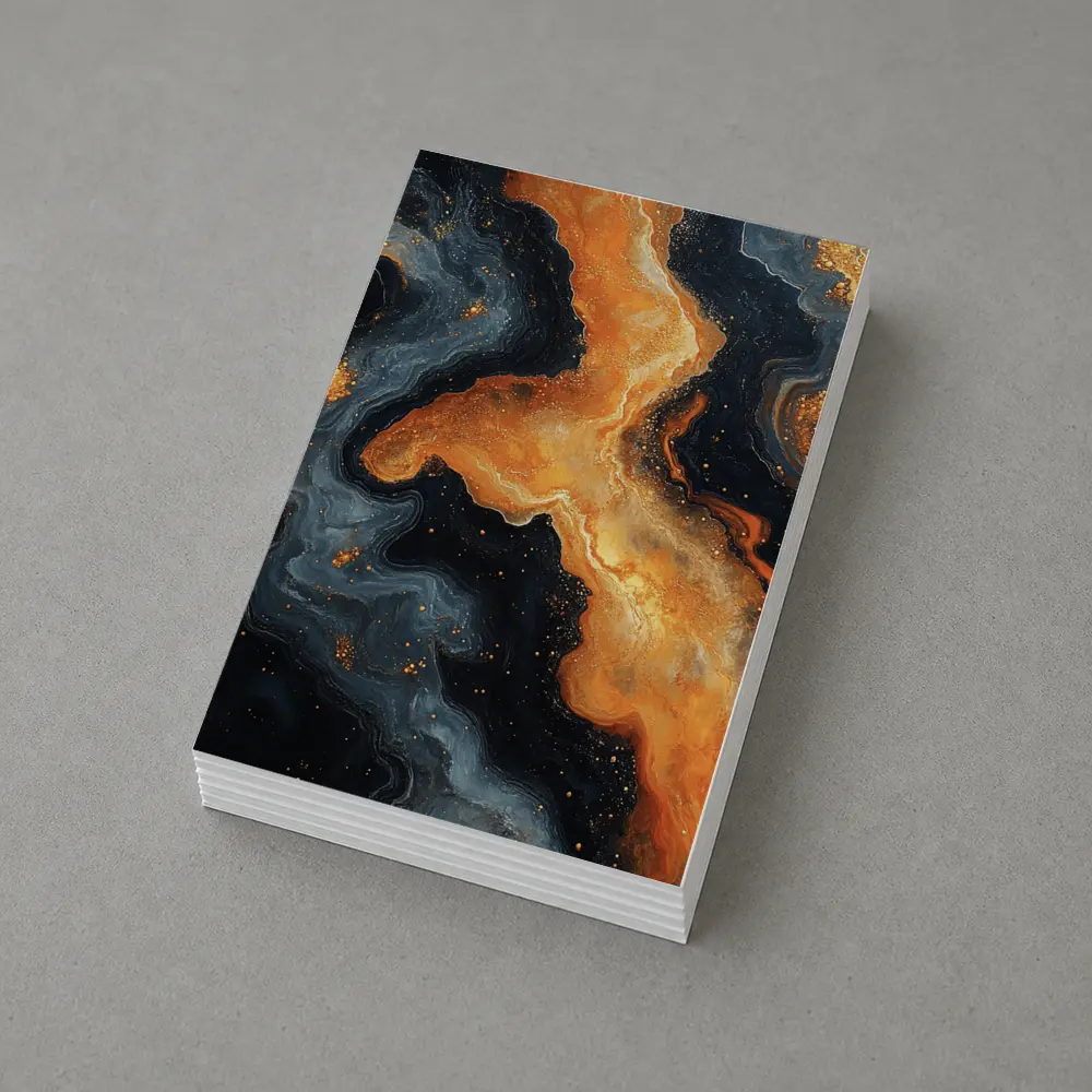 Dark Orange Gold Marble Abstract Fluid Art – Postcards