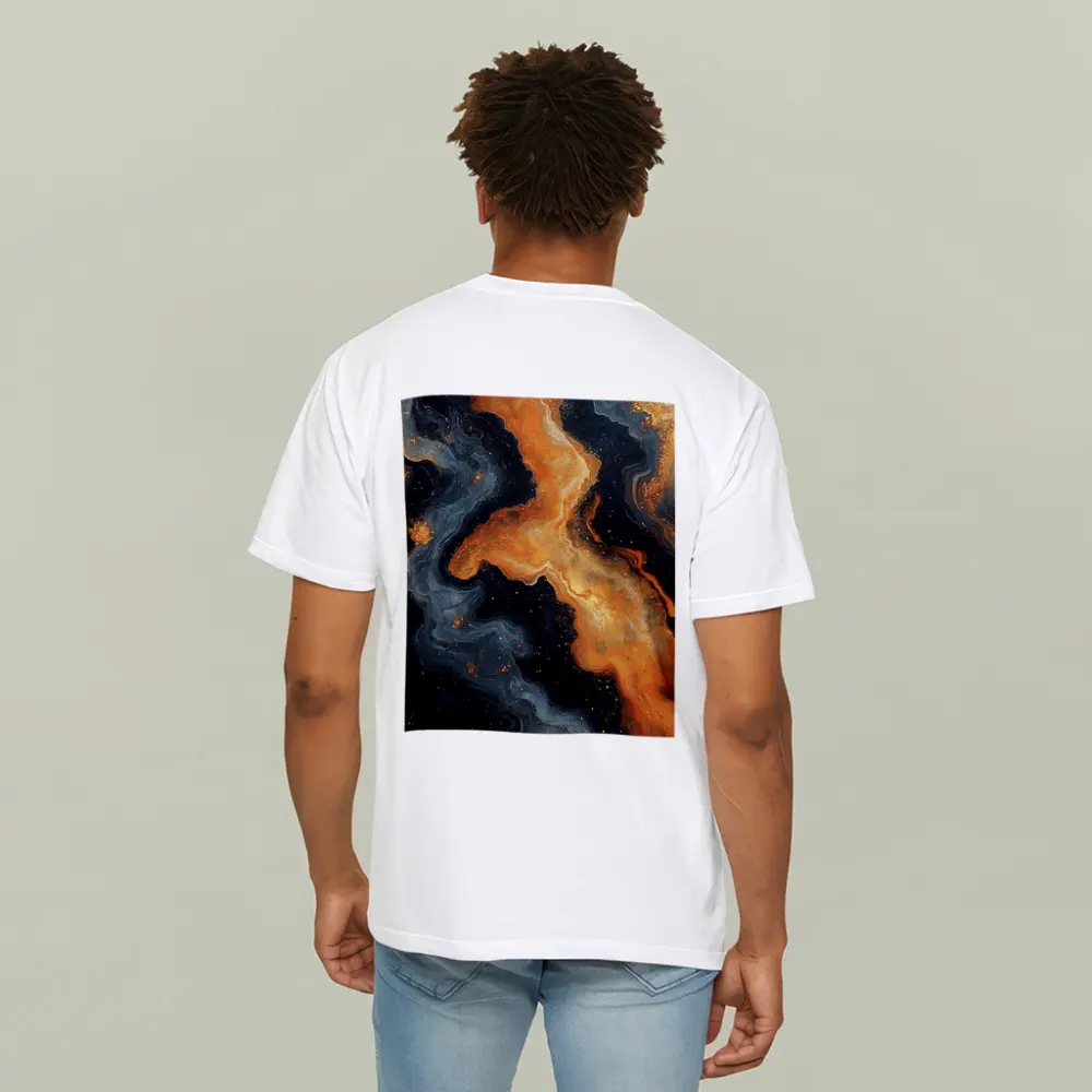 Dark Orange Gold Marble Abstract Fluid Art – T-Shirts