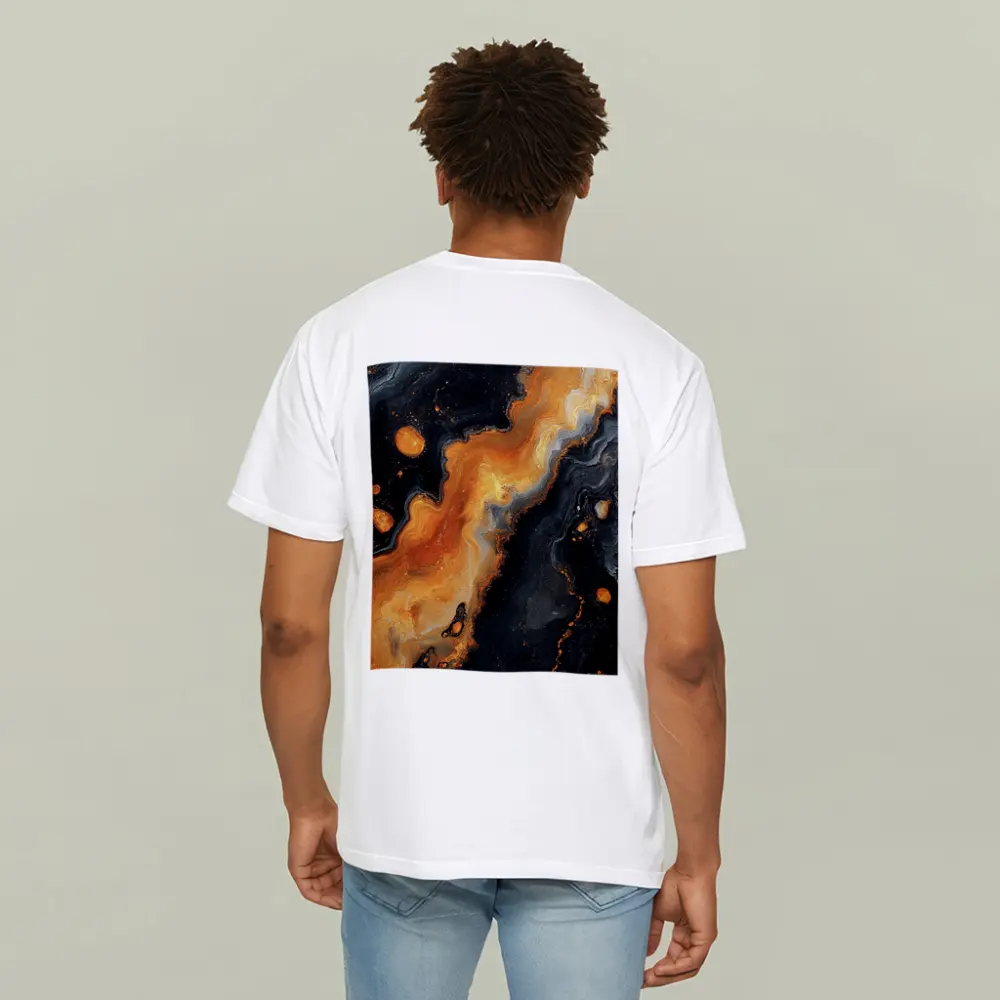 Black Orange Abstract Fluid Art Painting – T-Shirts