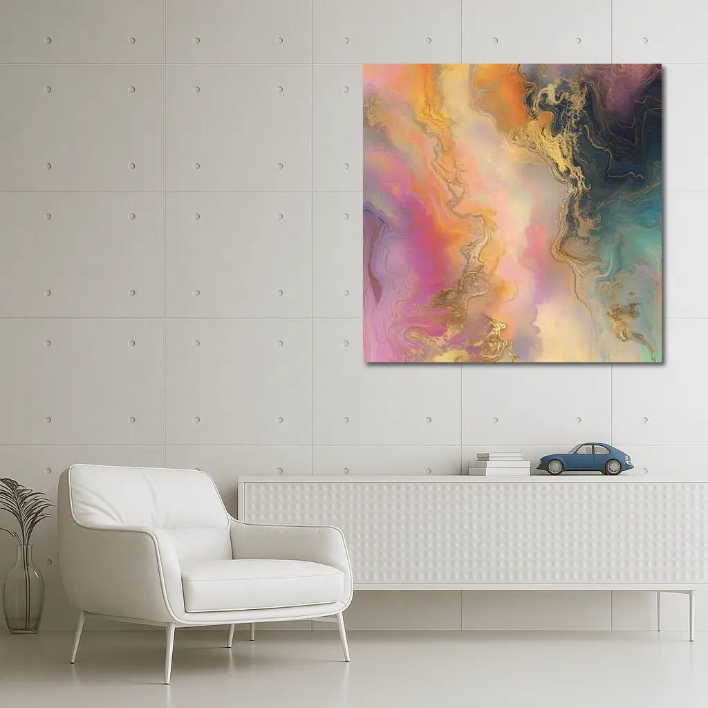 Colorful Marble Abstract Art Gold Veins – Wall Art
