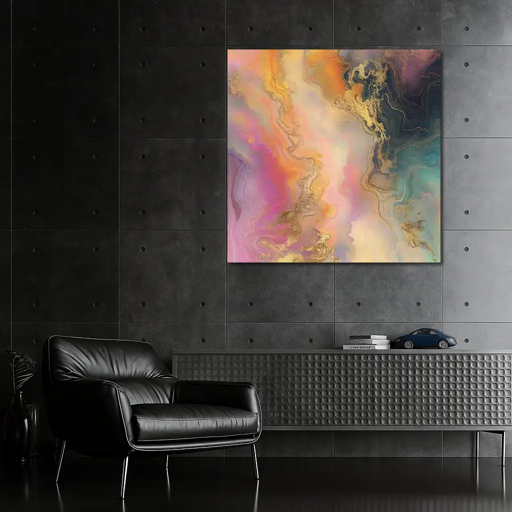 Colorful Marble Abstract Art Gold Veins – Wall Art