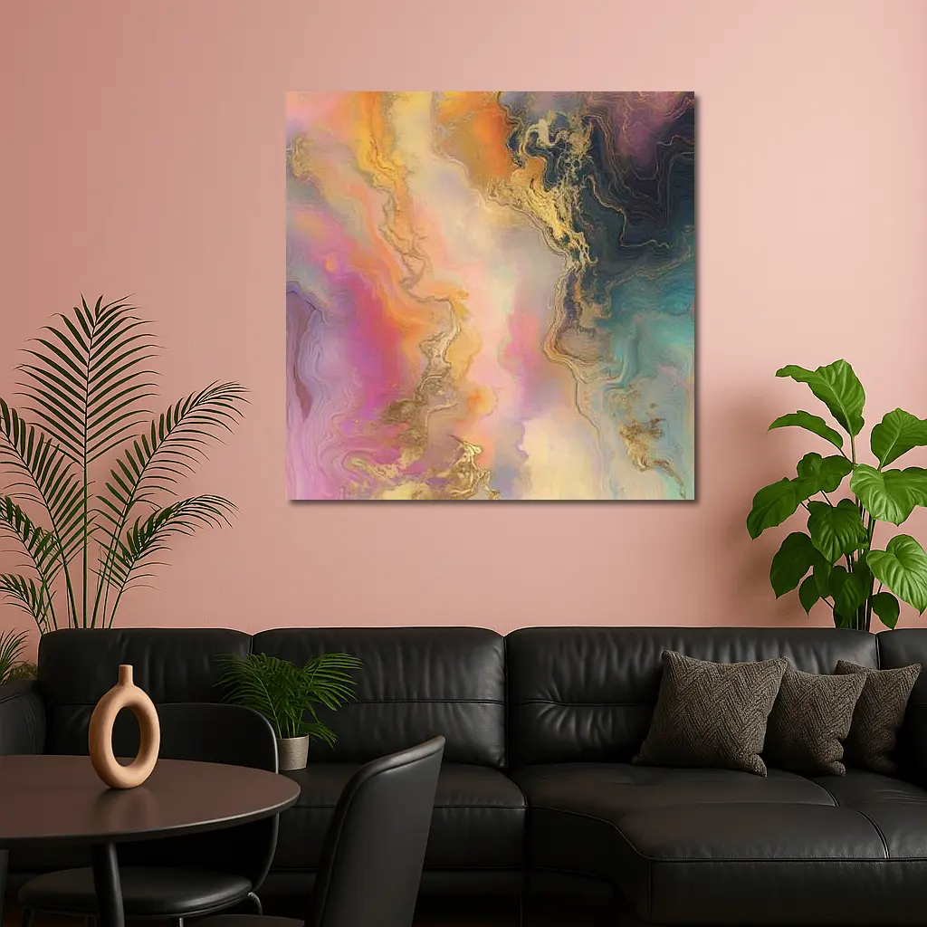 Colorful Marble Abstract Art Gold Veins – Wall Art