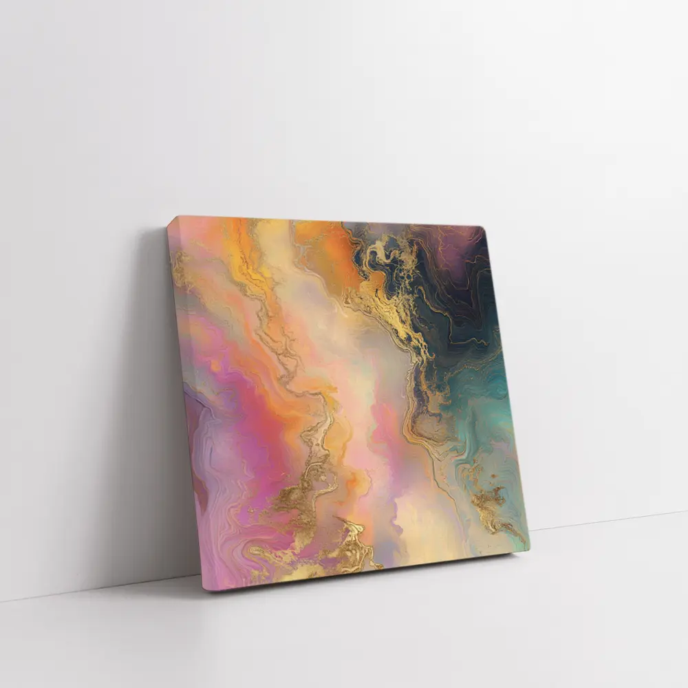 Colorful Marble Abstract Art Gold Veins – Wall Art
