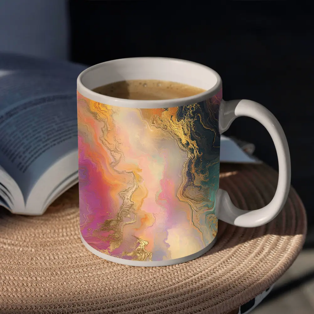 Colorful Marble Abstract Art Gold Veins – Mugs