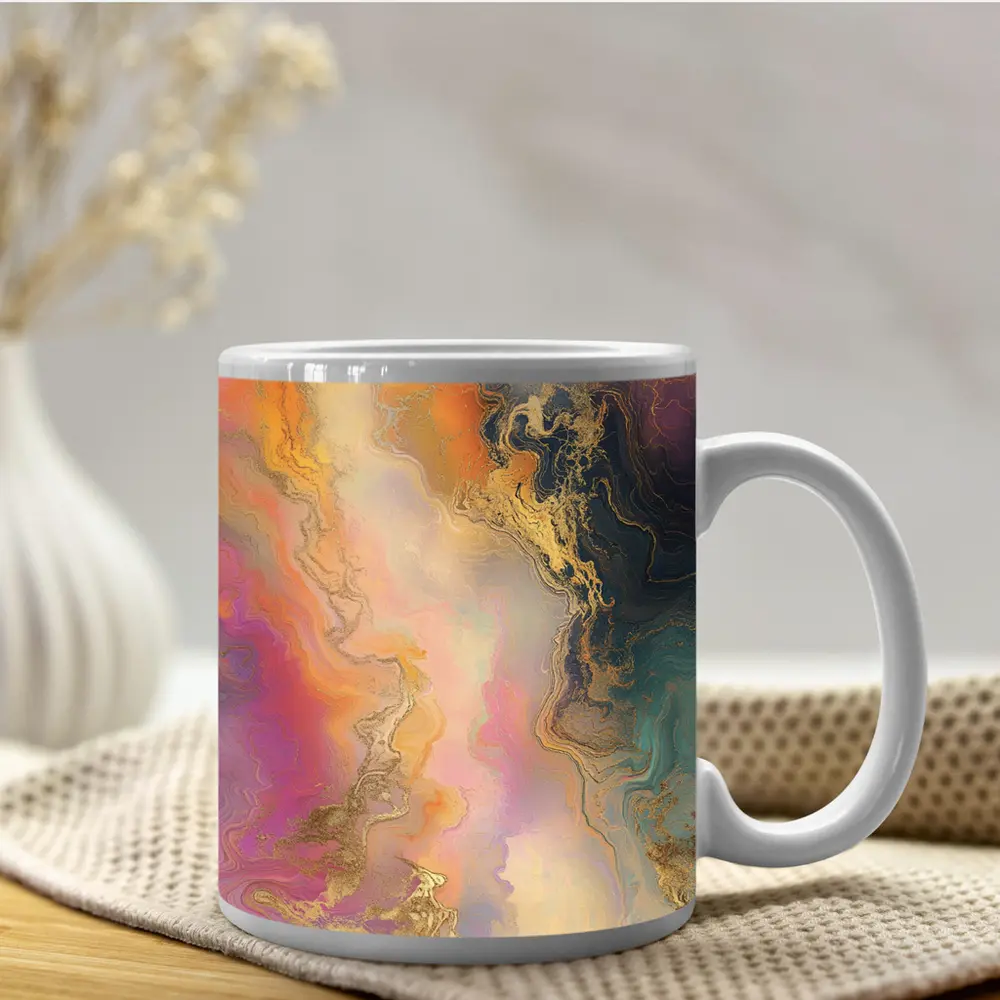 Colorful Marble Abstract Art Gold Veins – Mugs