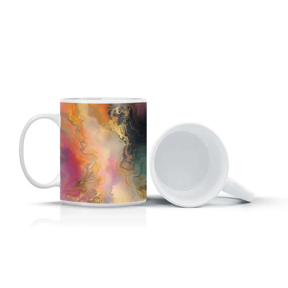 Colorful Marble Abstract Art Gold Veins – Mugs