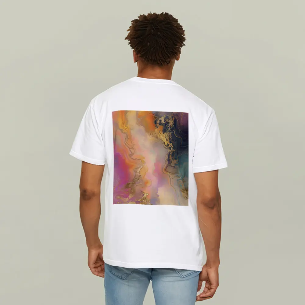 Colorful Marble Abstract Art Gold Veins – T-Shirts