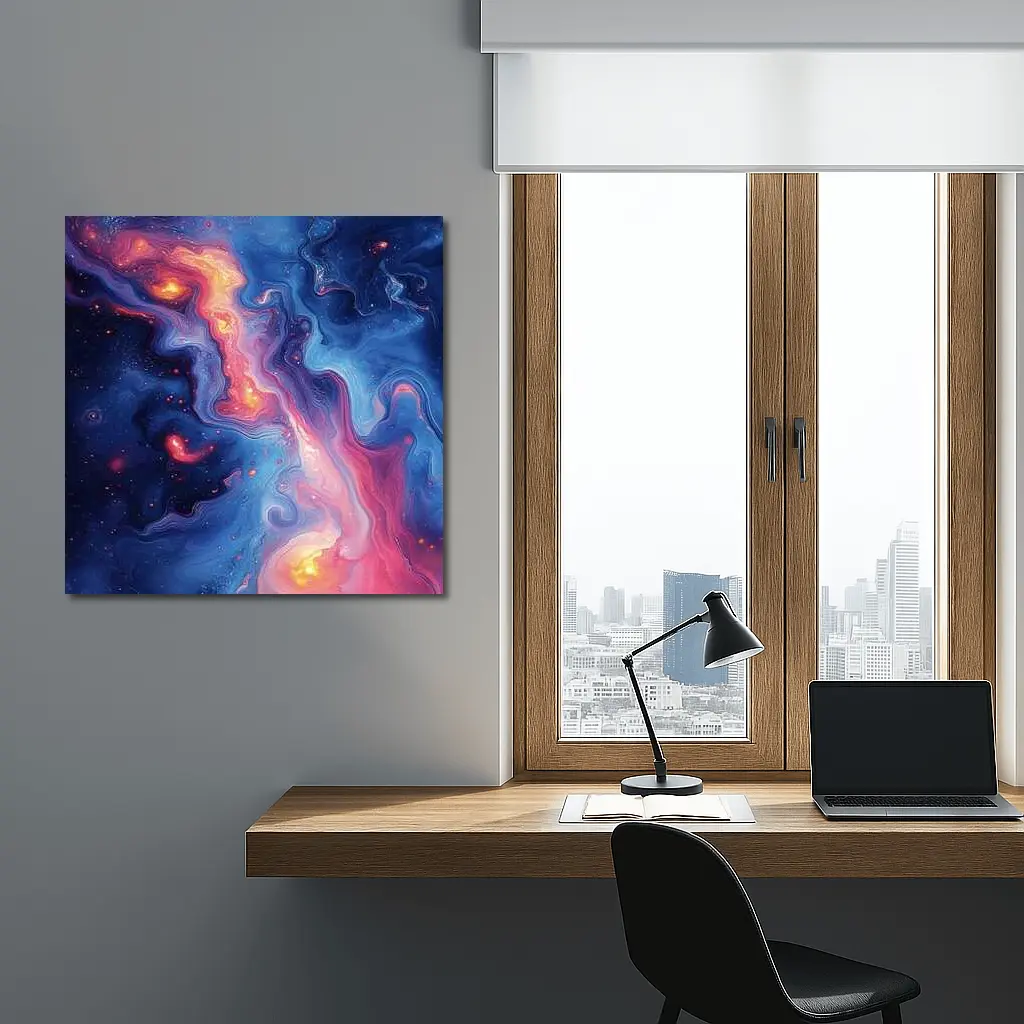 Cosmic Nebula Abstract Blue Pink Swirl Art – Wall Art