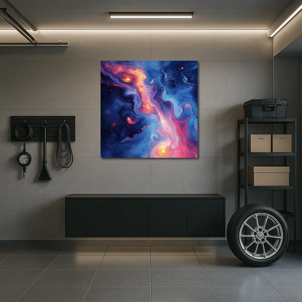 Cosmic Nebula Abstract Blue Pink Swirl Art – Wall Art