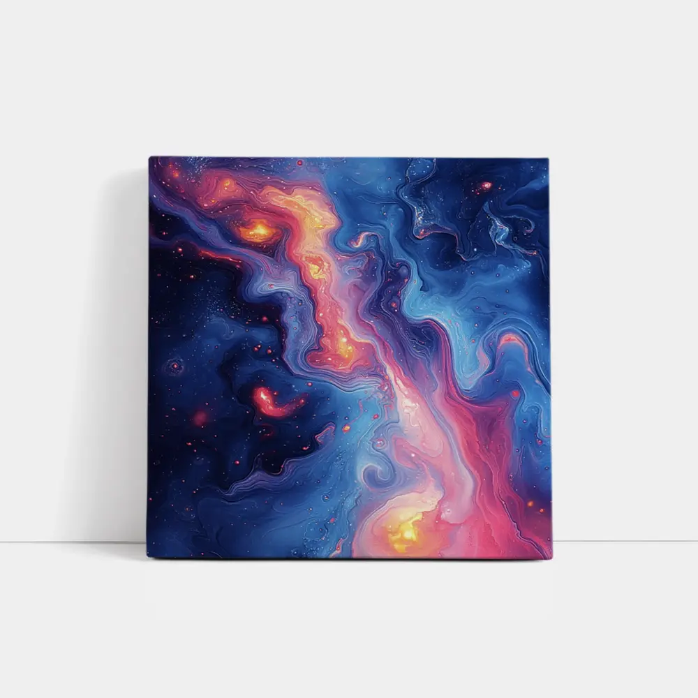 Cosmic Nebula Abstract Blue Pink Swirl Art – Wall Art