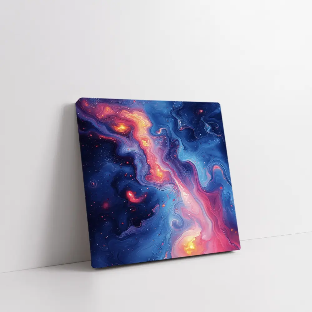 Cosmic Nebula Abstract Blue Pink Swirl Art – Wall Art