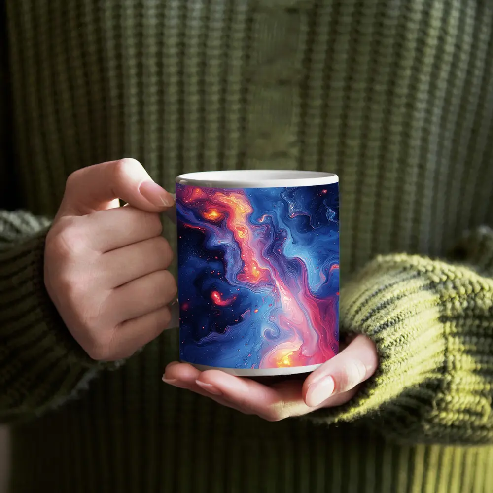 Cosmic Nebula Abstract Blue Pink Swirl Art – Mugs