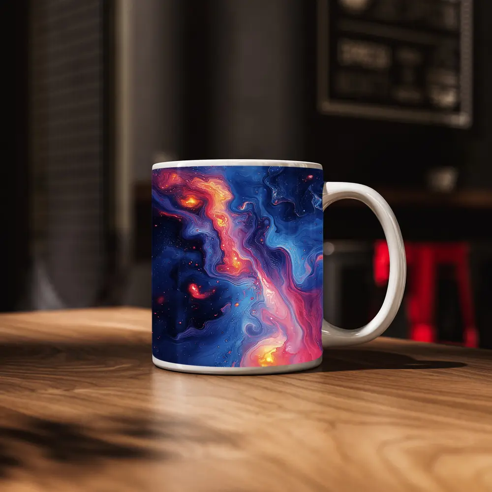 Cosmic Nebula Abstract Blue Pink Swirl Art – Mugs