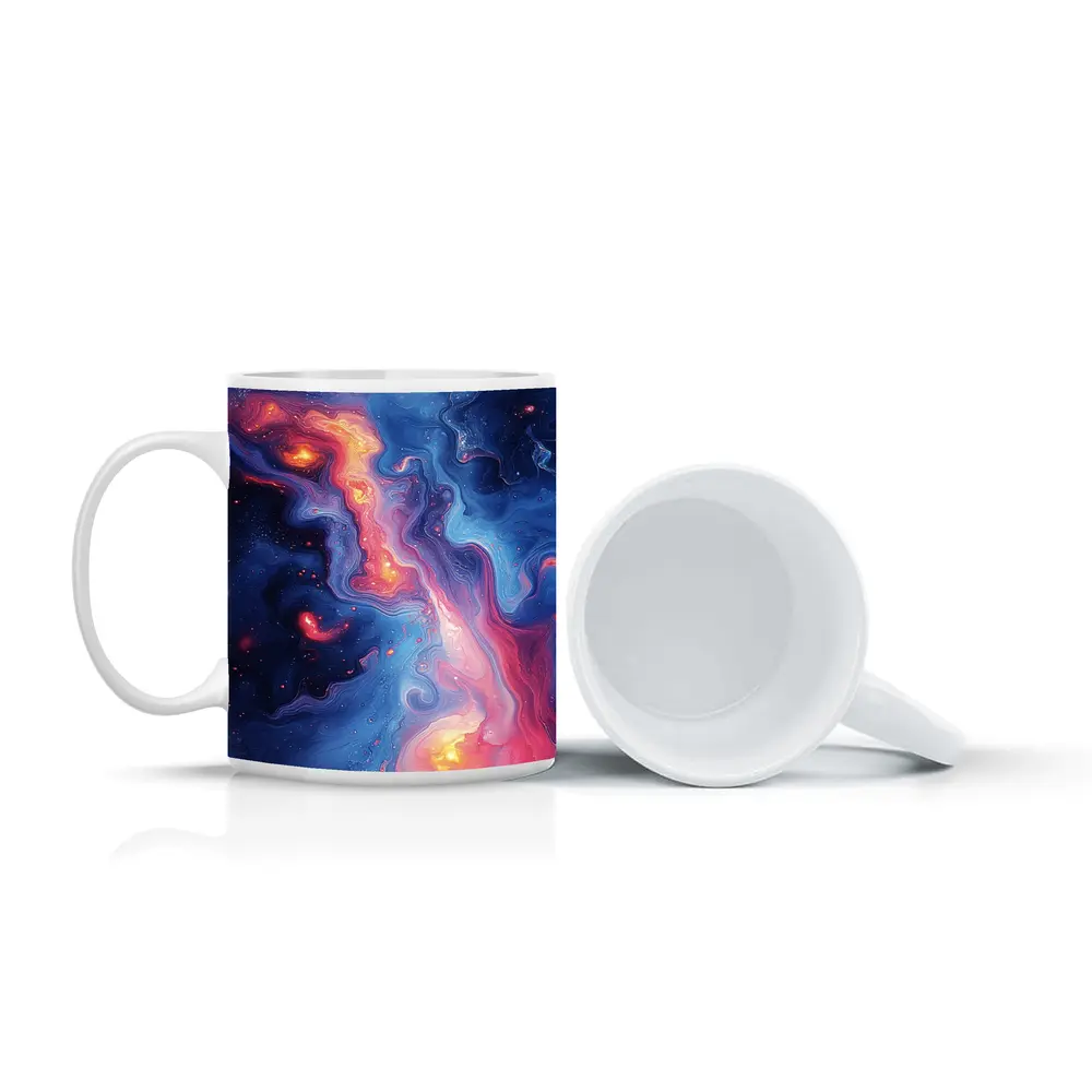 Cosmic Nebula Abstract Blue Pink Swirl Art – Mugs