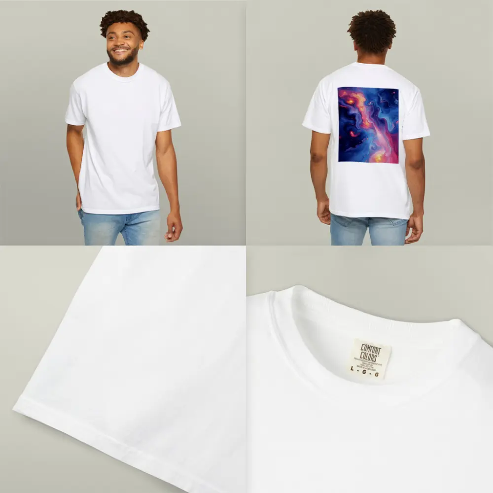 Cosmic Nebula Abstract Blue Pink Swirl Art – T-Shirts
