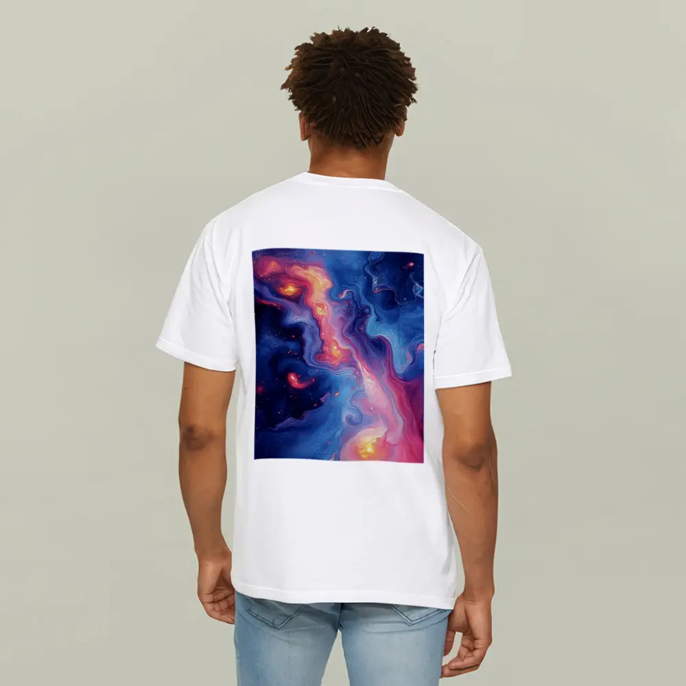 Cosmic Nebula Abstract Blue Pink Swirl Art – T-Shirts