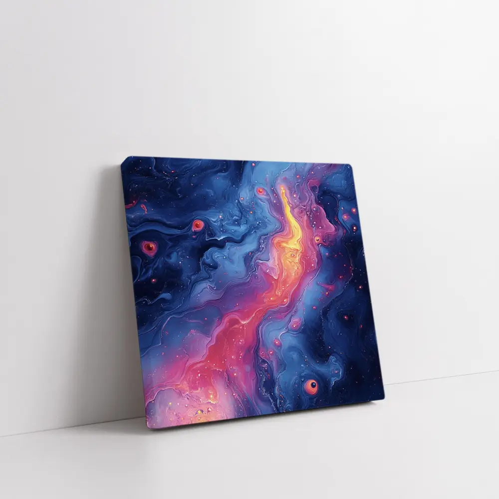 Cosmic Fluid Abstract Blue Pink Galaxy Art – Wall Art