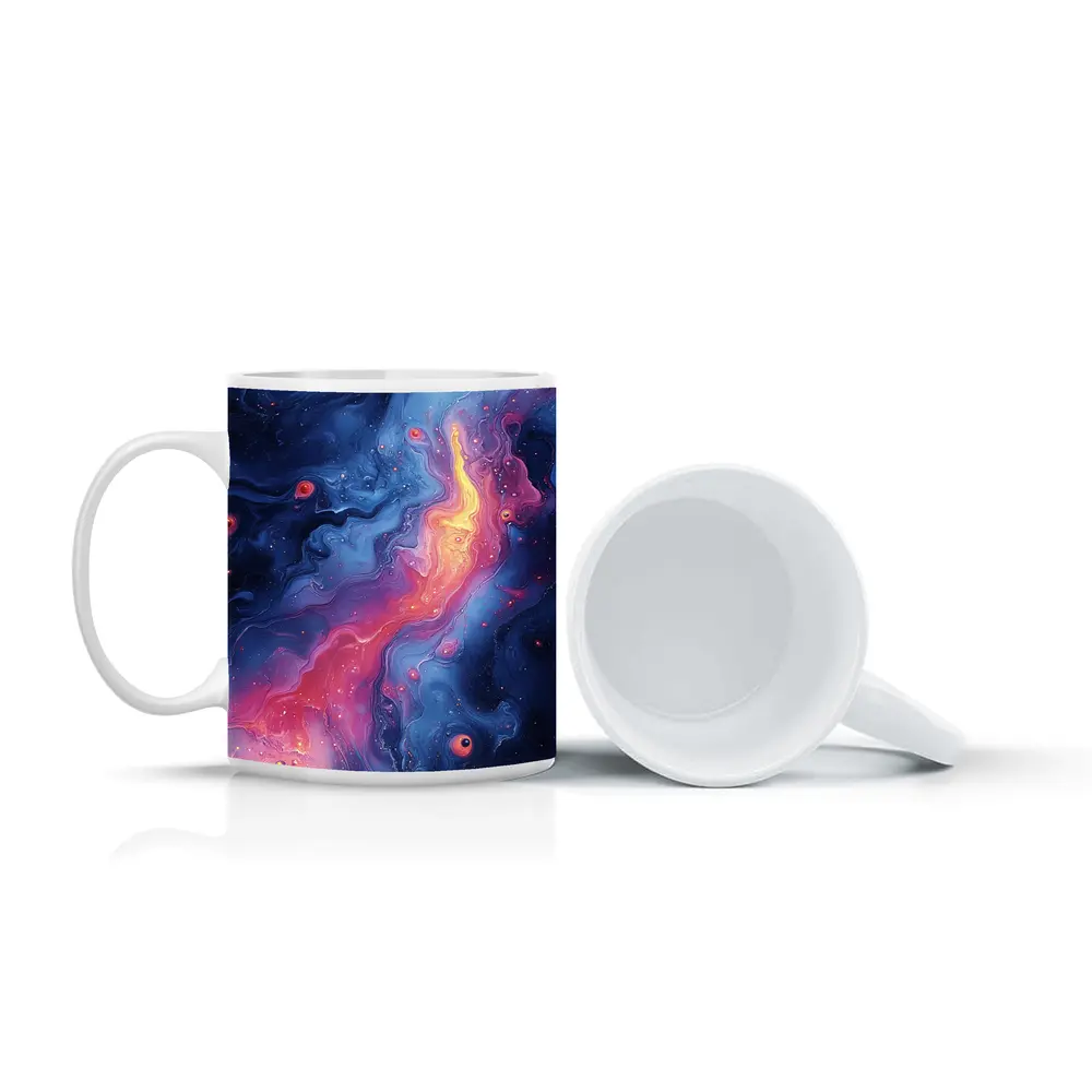 Cosmic Nebula Abstract Blue Pink Swirls – Mugs