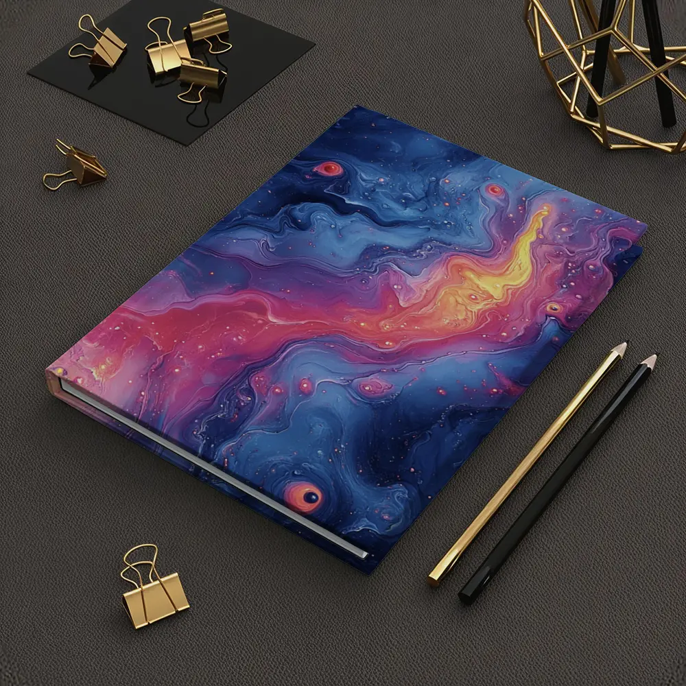 Cosmic Fluid Abstract Blue Pink Galaxy Art – Notebooks