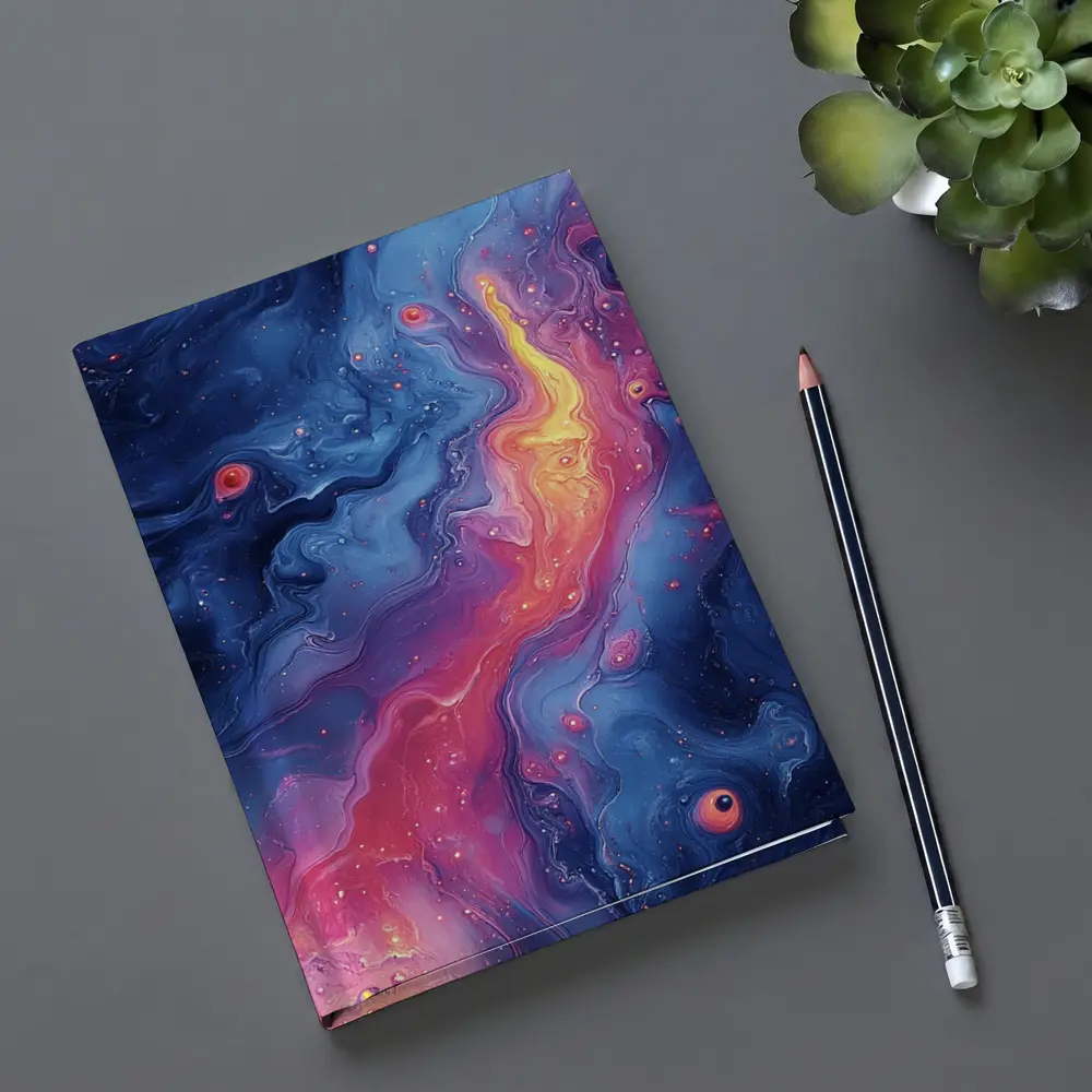 Cosmic Fluid Abstract Blue Pink Galaxy Art – Notebooks