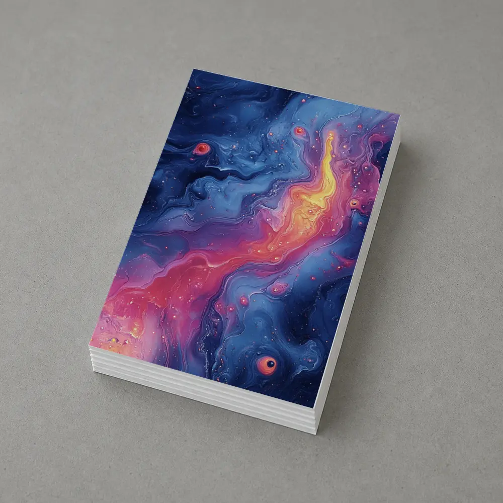 Cosmic Fluid Abstract Blue Pink Galaxy Art – Postcards