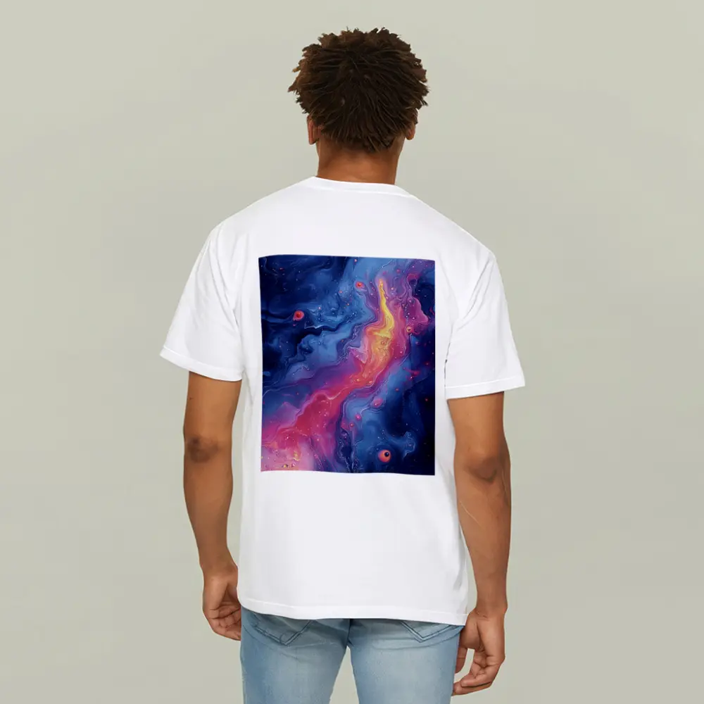 Cosmic Fluid Abstract Blue Pink Galaxy Art – T-Shirts