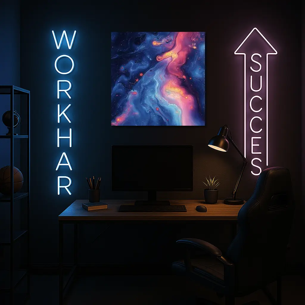 Cosmic Nebula Abstract Dark Blue Pink Art – Wall Art