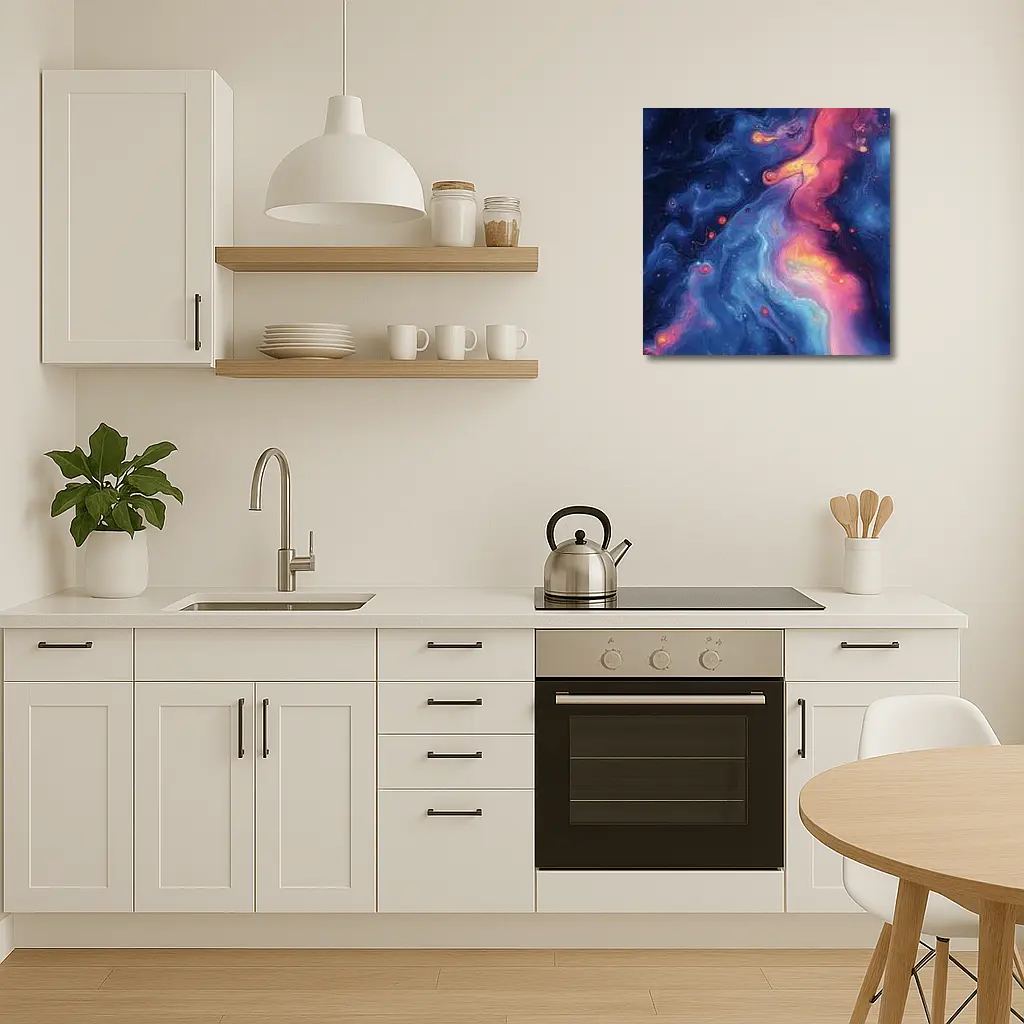 Cosmic Nebula Abstract Dark Blue Pink Art – Wall Art