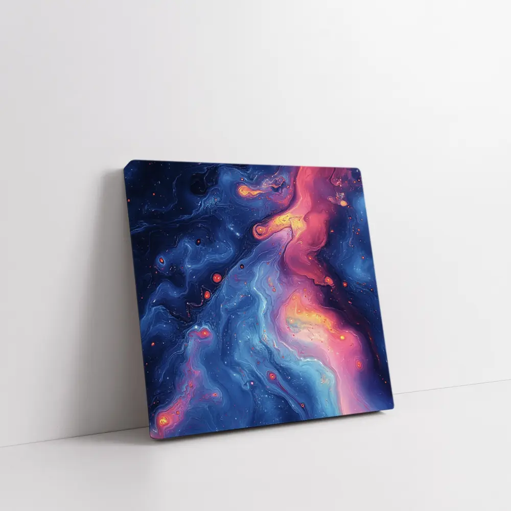 Cosmic Nebula Abstract Dark Blue Pink Art – Wall Art