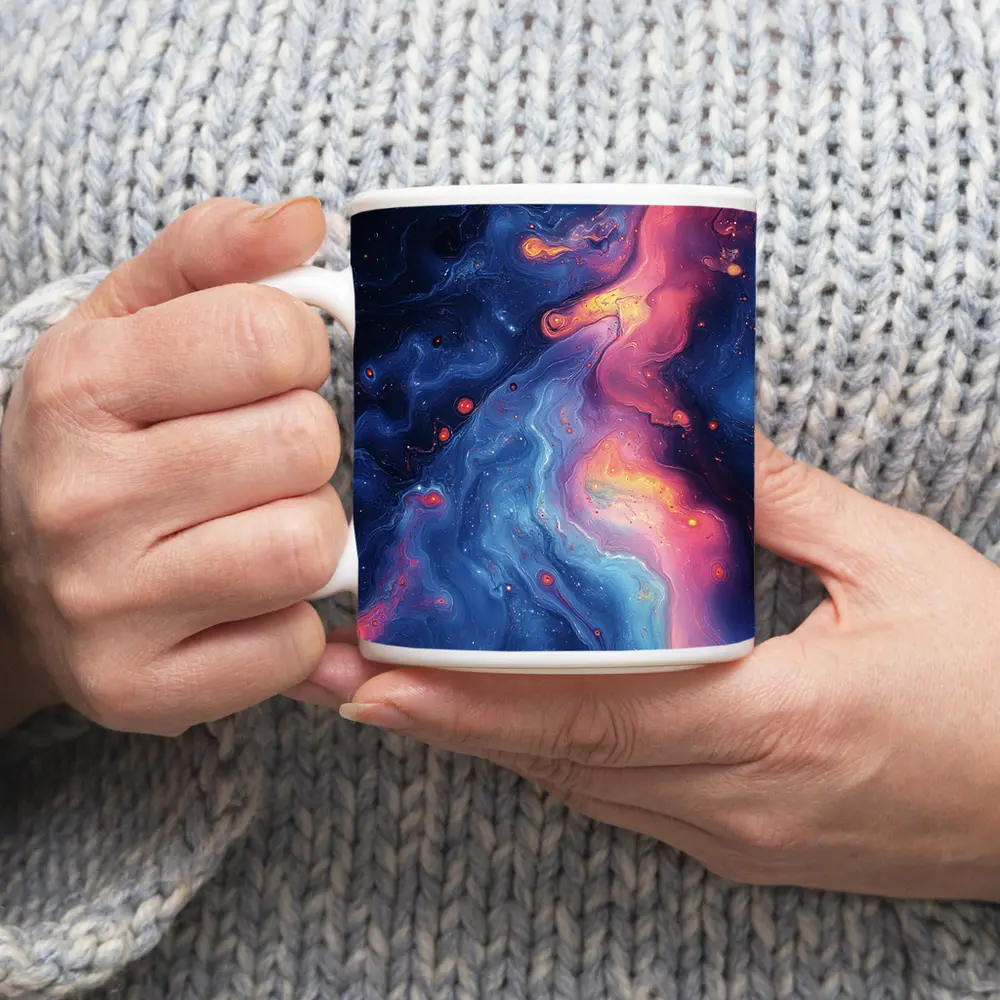 Cosmic Nebula Abstract Dark Blue Pink Art – Mugs