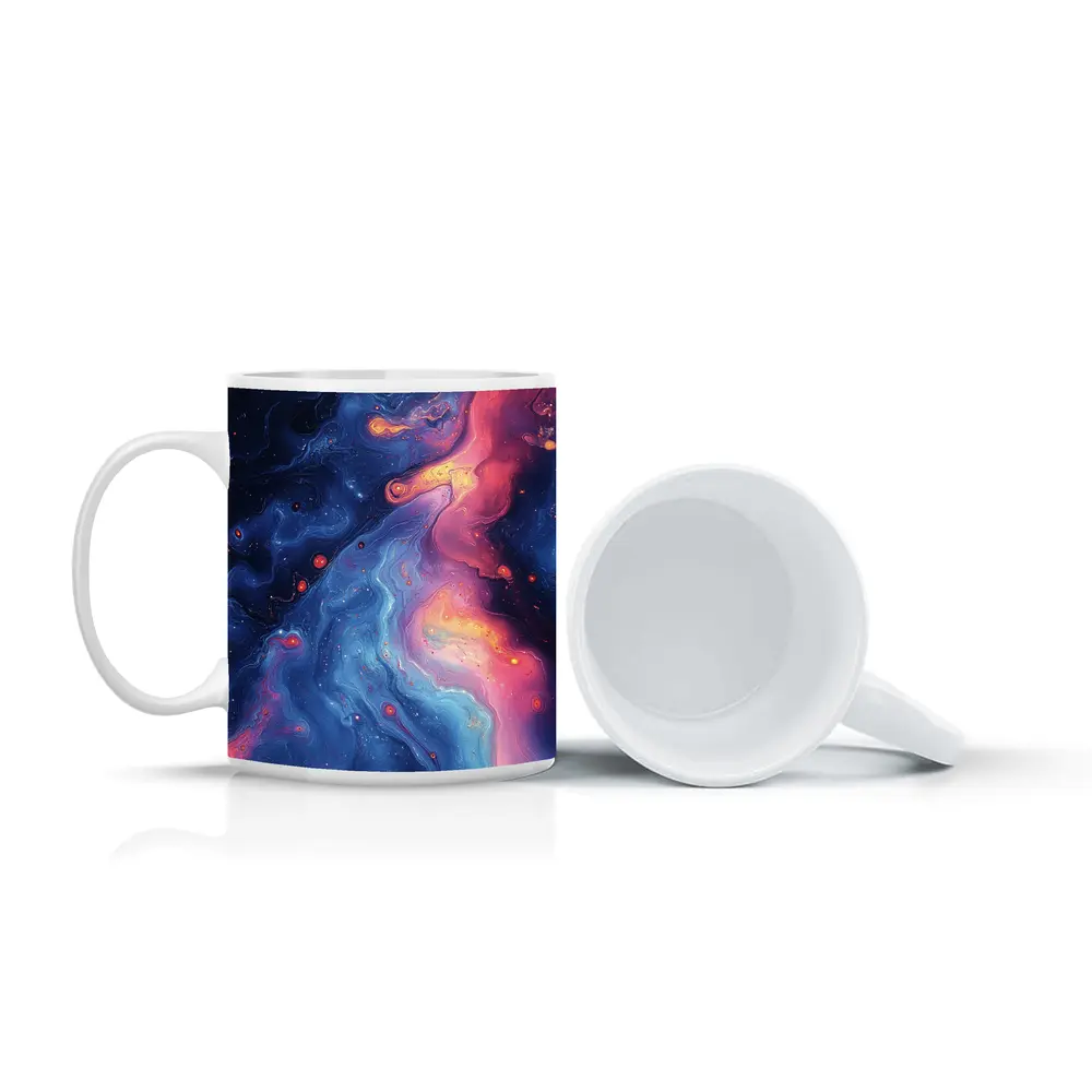 Cosmic Nebula Abstract Dark Blue Pink Art – Mugs