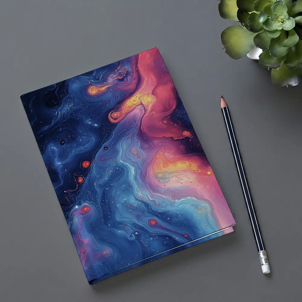 Cosmic Nebula Abstract Dark Blue Pink Art – Notebooks