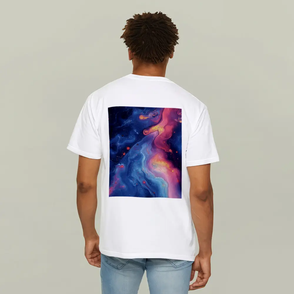 Cosmic Nebula Abstract Dark Blue Pink Art – T-Shirts