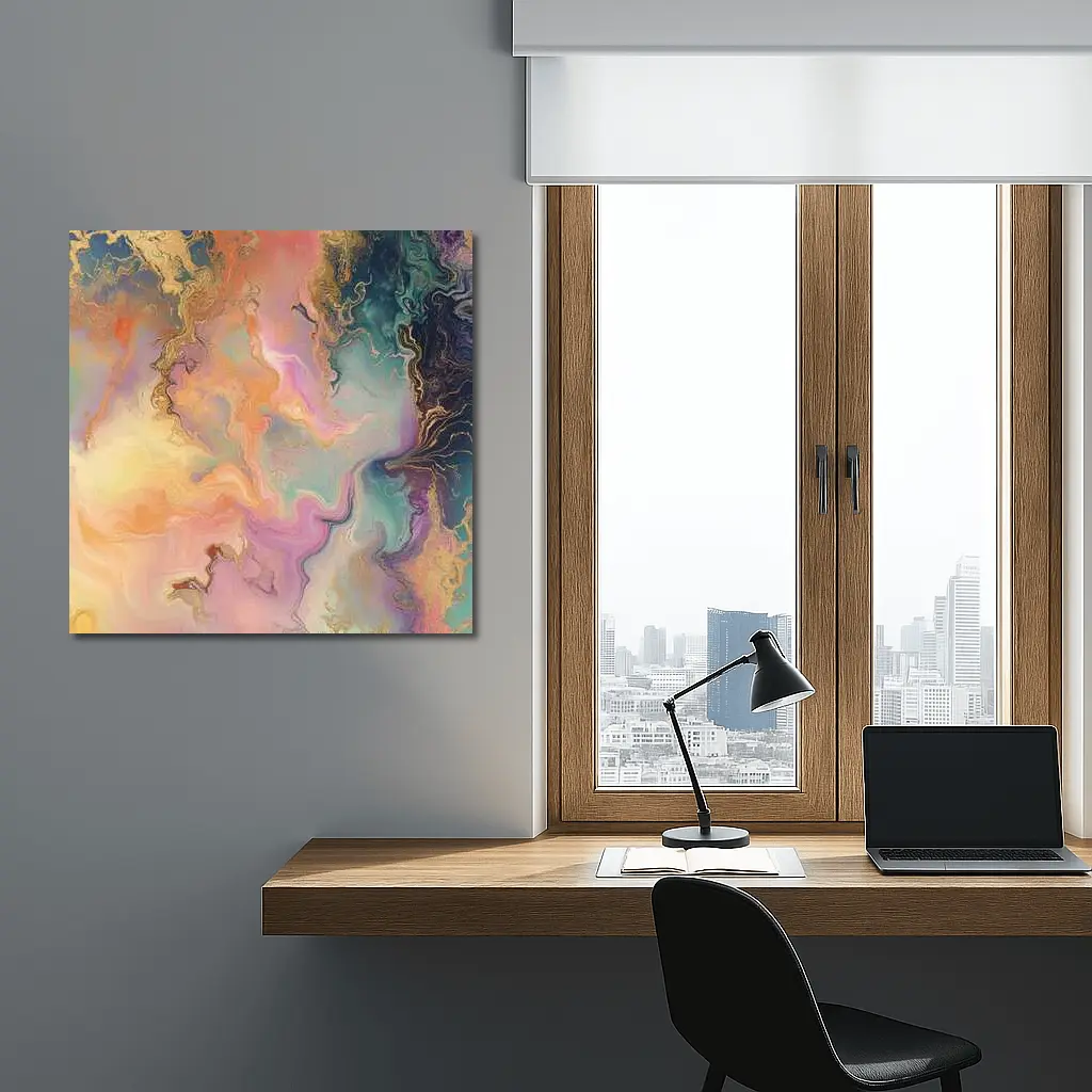 Pastel Marble Abstract Art Gold Veins – Wall Art