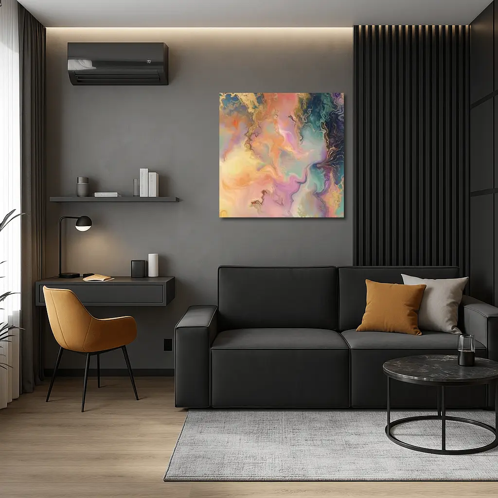 Pastel Marble Abstract Art Gold Veins – Wall Art