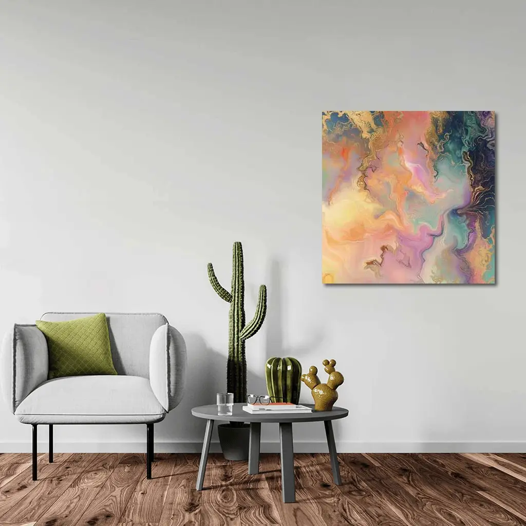 Pastel Marble Abstract Art Gold Veins – Wall Art