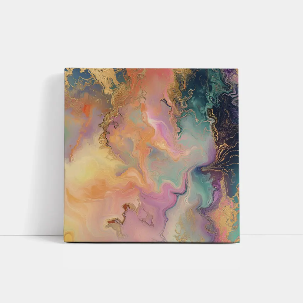 Pastel Marble Abstract Art Gold Veins – Wall Art
