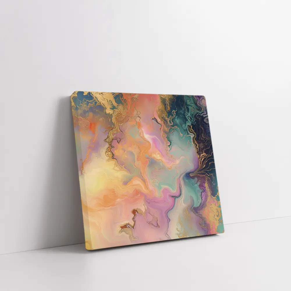 Pastel Marble Abstract Art Gold Veins – Wall Art