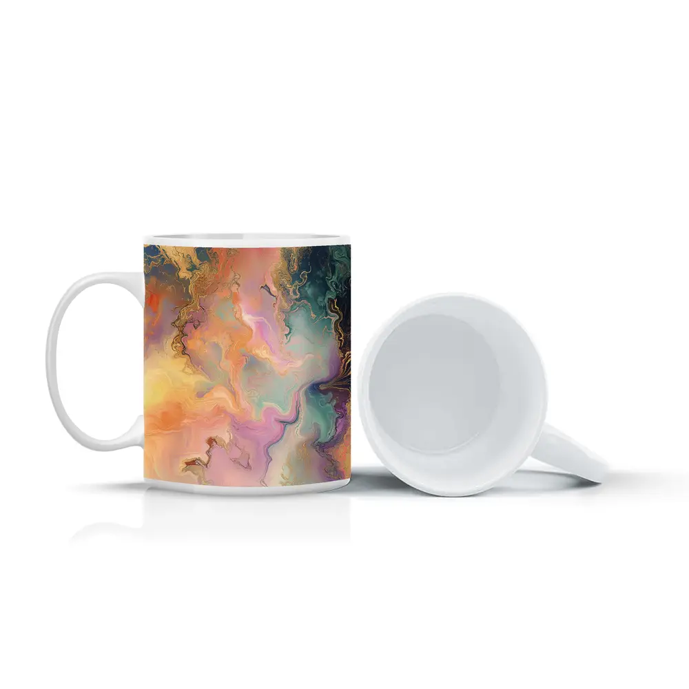 Pastel Marble Abstract Art Gold Veins – Mugs