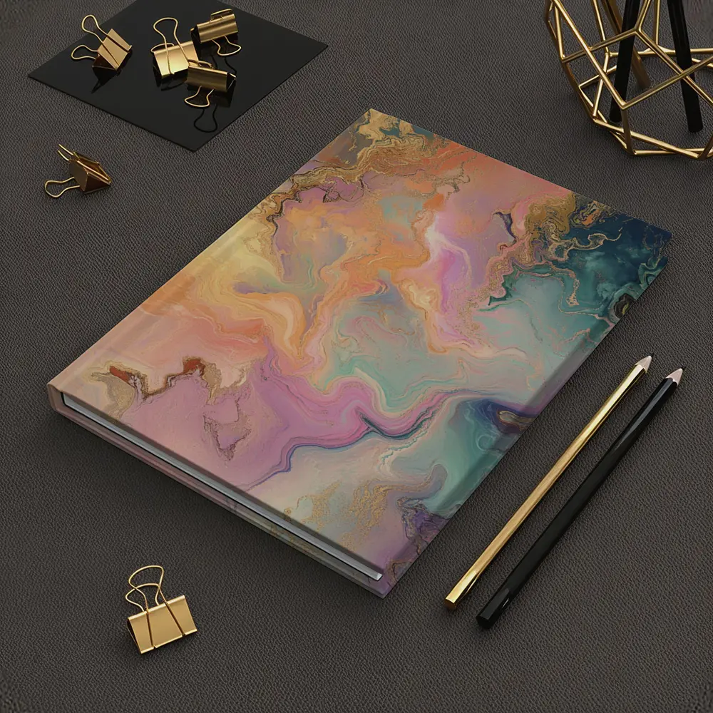 Pastel Marble Abstract Art Gold Veins – Notebooks