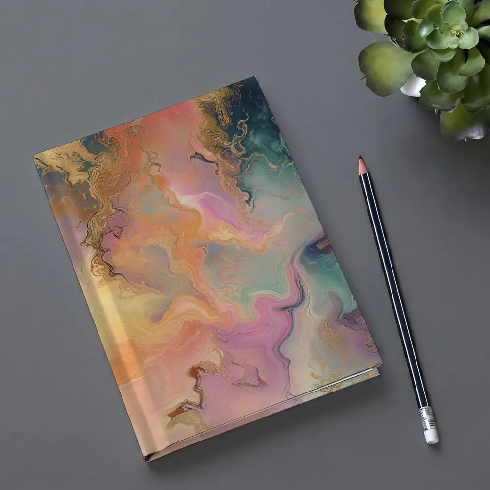 Pastel Marble Abstract Art Gold Veins – Notebooks