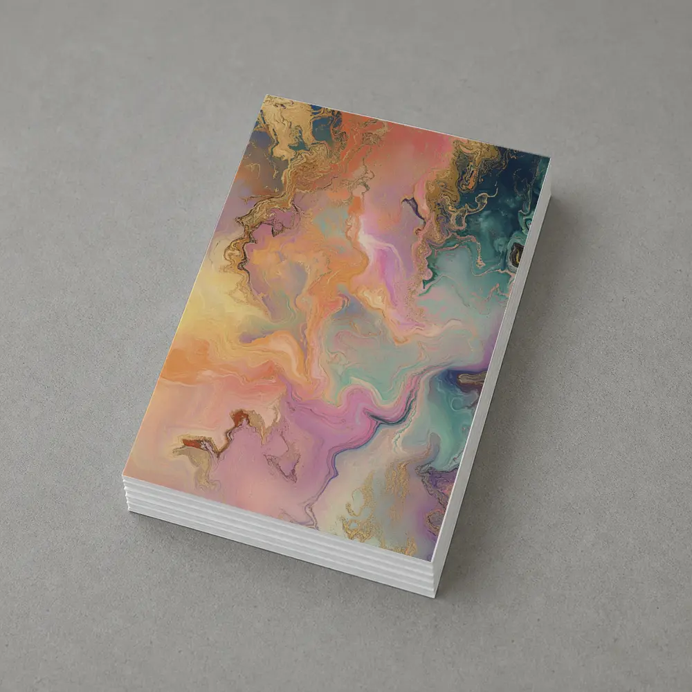 Pastel Marble Abstract Art Gold Veins – Postcards