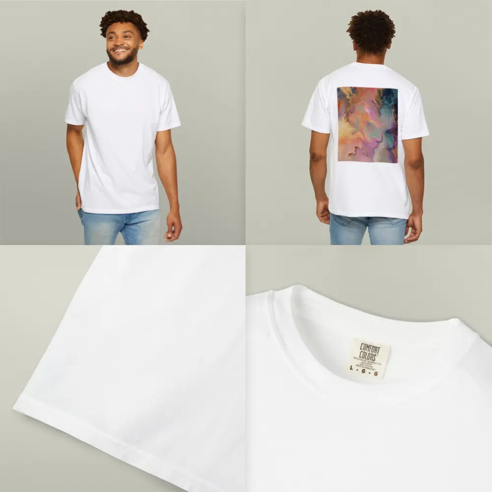Pastel Marble Abstract Art Gold Veins – T-Shirts