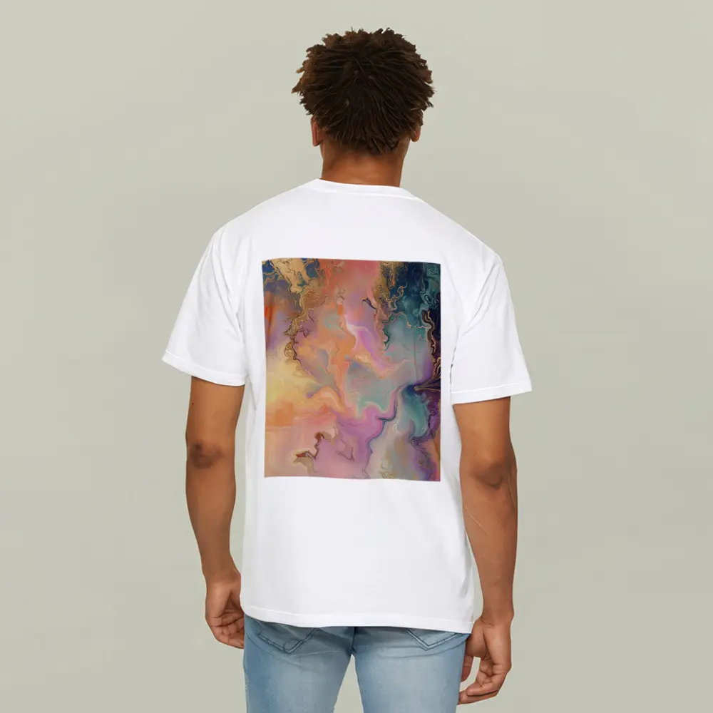 Pastel Marble Abstract Art Gold Veins – T-Shirts