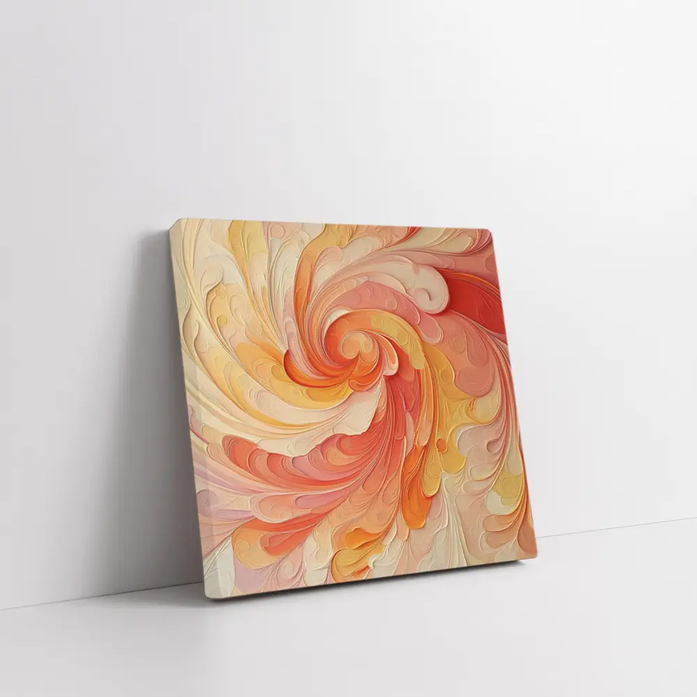 Swirling Coral Orange Abstract Spiral Art – Wall Art