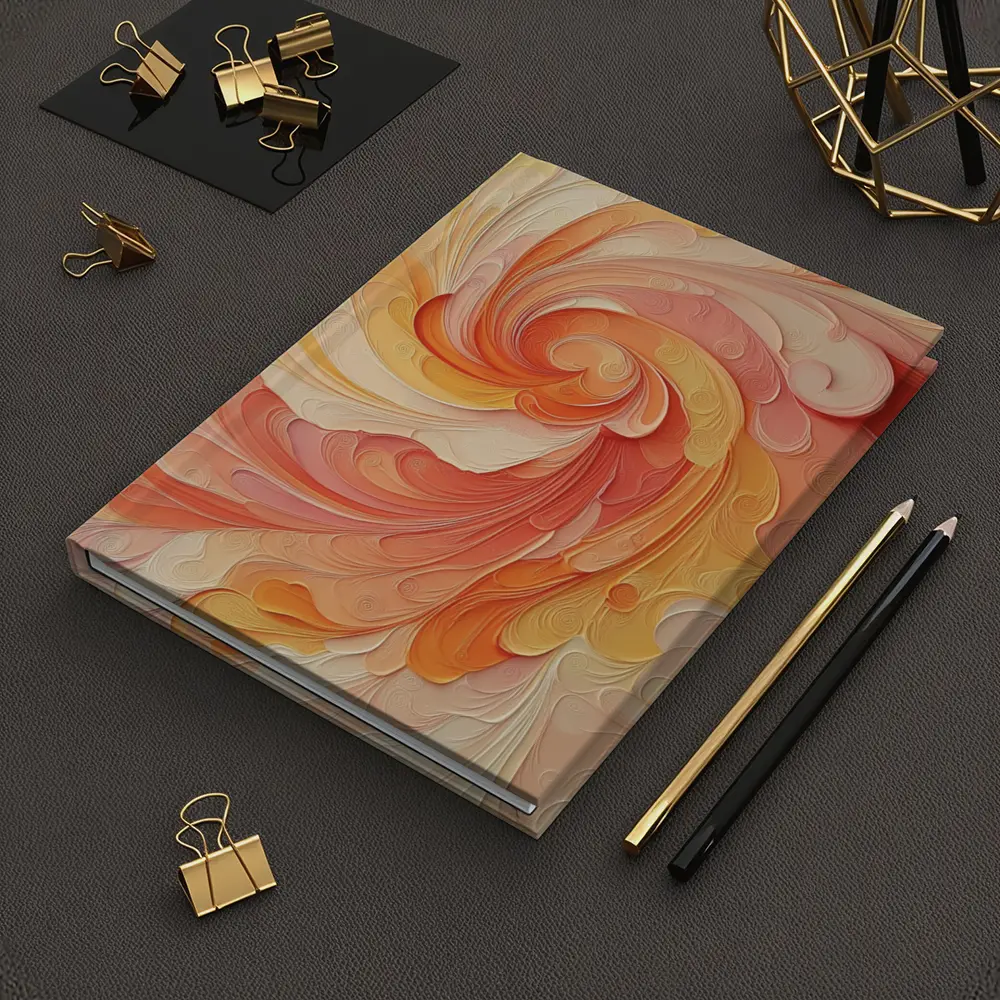 Swirling Coral Orange Abstract Spiral Art – Notebooks