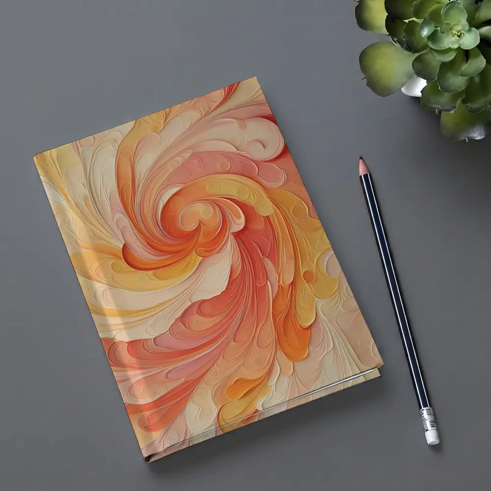 Swirling Coral Orange Abstract Spiral Art – Notebooks